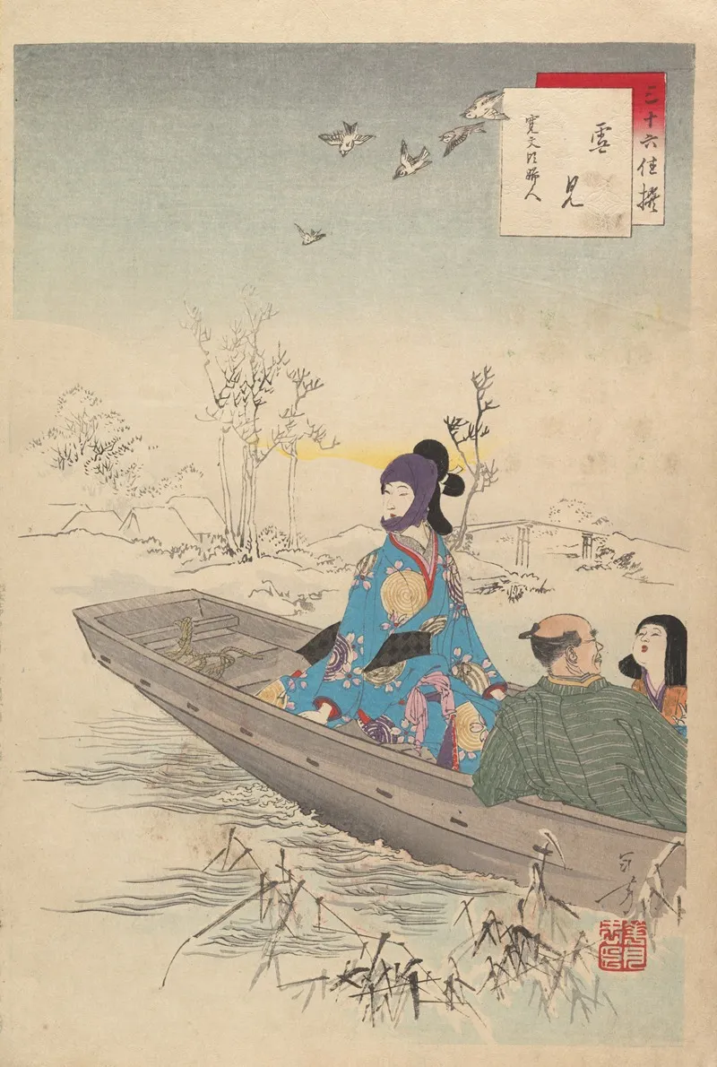 Noblewomen Of The Tokugawa Period Thirty Six Beauties Sanjuroko Kasensoro Pl 17 Wall Art by Toshikata Mizuno - High-Resolution Digital Print