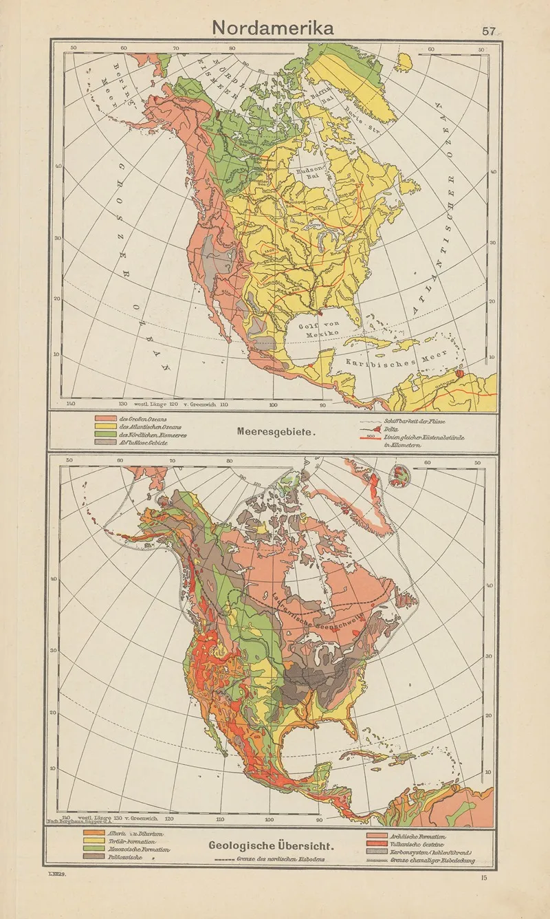 Nordamerika Meeresgebiete ‎ ‎ ‎ ‎geologische‎ ‎ubersicht Wall Art by Carl Diercke - High-Resolution Digital Print