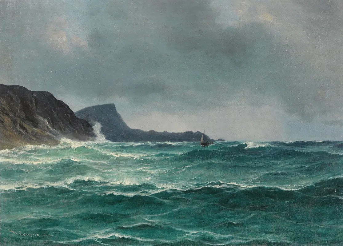 Nordische Kuste Mit Segelboot Wall Art by Isak Elias Refsnaes - High-Resolution Digital Print