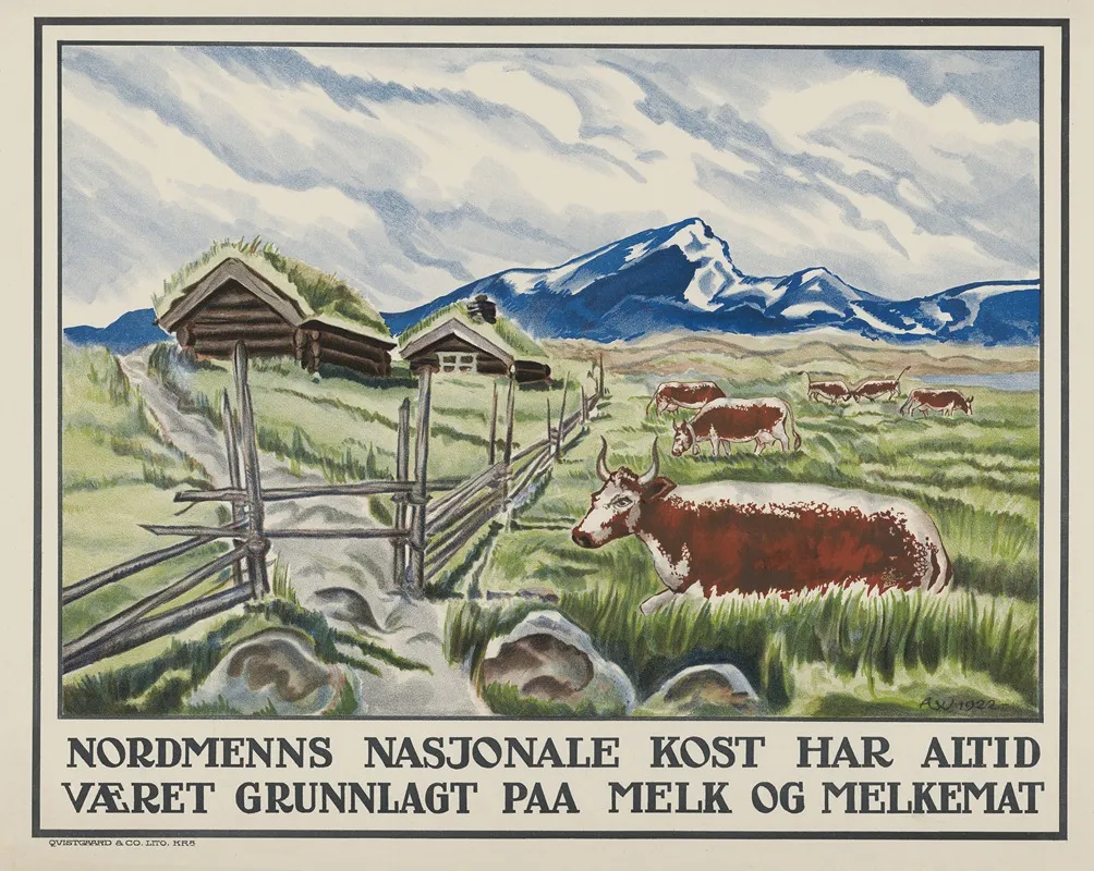 Nordmenns Nasjonale Kost Har Alltid Vaeret Grunnlagt Paa Melk Og Melkemat Wall Art by Qvistgaard &amp; Co. Lito - High-Resolution Digital Print