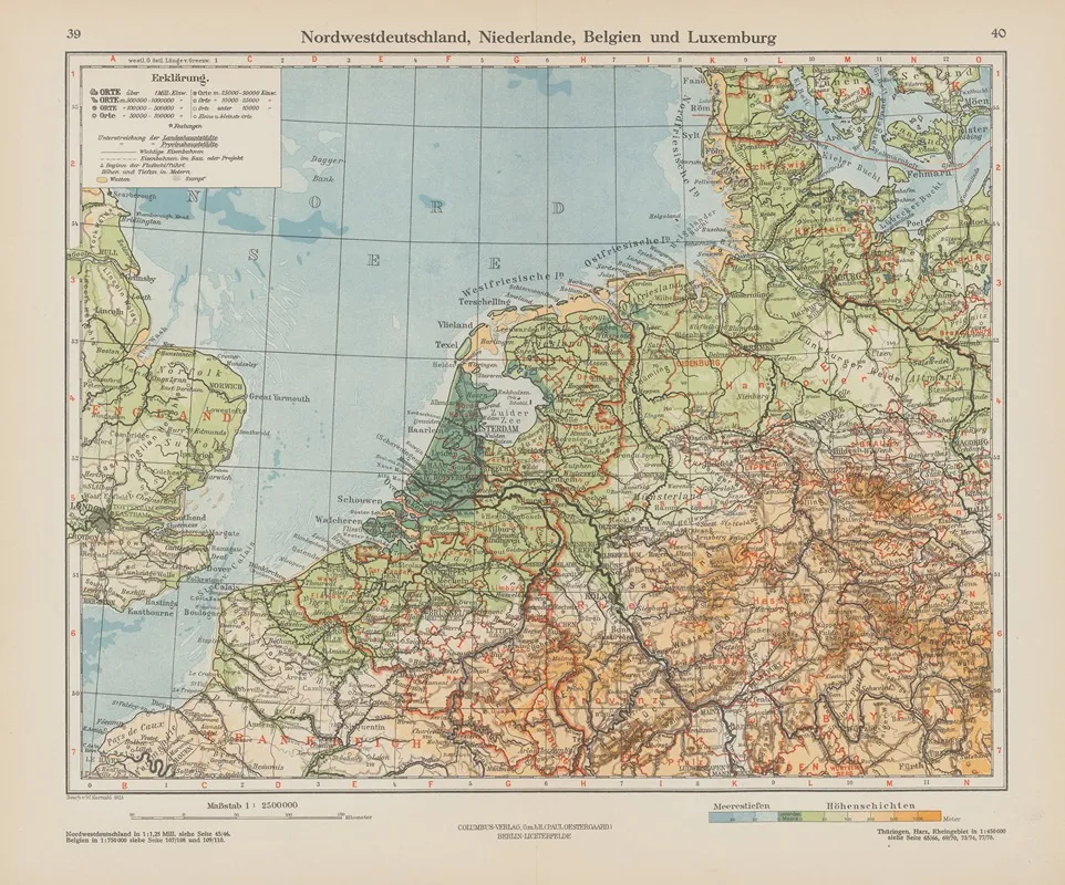 Nordwestdeutschland Niederlande Belgien Und Luxemburg Wall Art by Ernst Friedrich - High-Resolution Digital Print