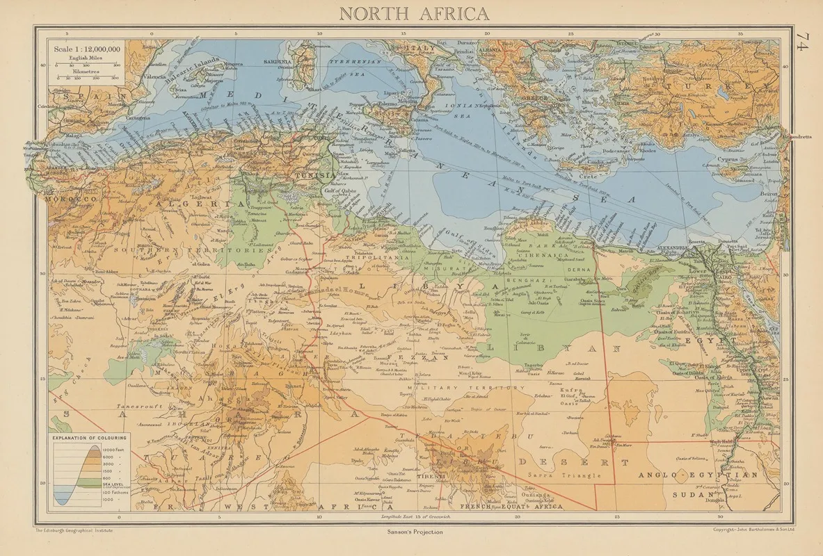 North Africa Wall Art by John George Bartholomew - High-Resolution Digital Print