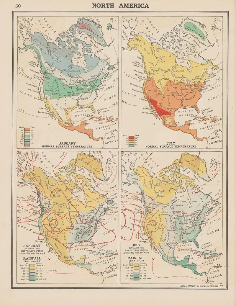 North America Temperature Rainfall 2 Wall Art by John Paul Goode - High-Resolution Digital Print