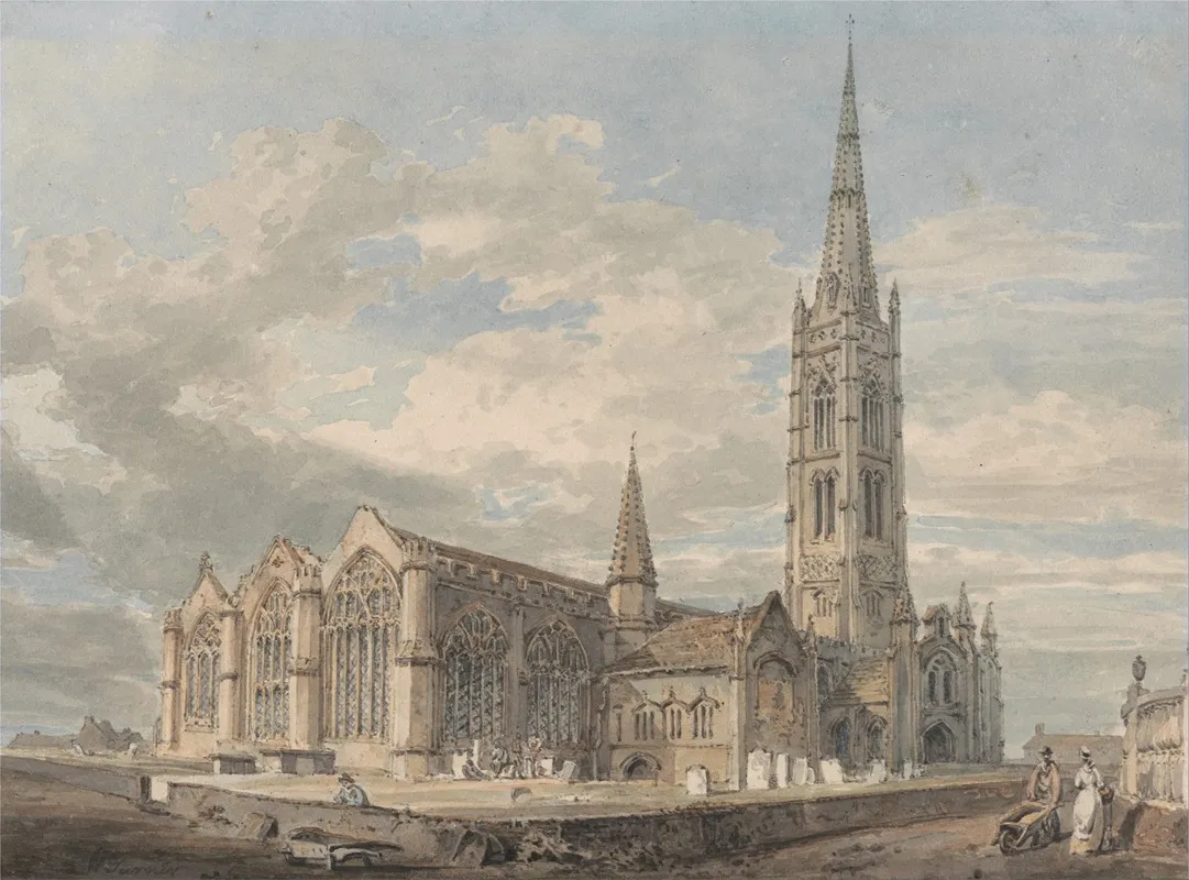 North East View Of Grantham Church Lincolnshire Wall Art by Joseph Mallord William Turner - High-Resolution Digital Print