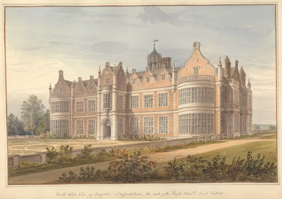 North West View Of Ingestre Staffordshire The Seat Of The Right Honble Earl Talbot
