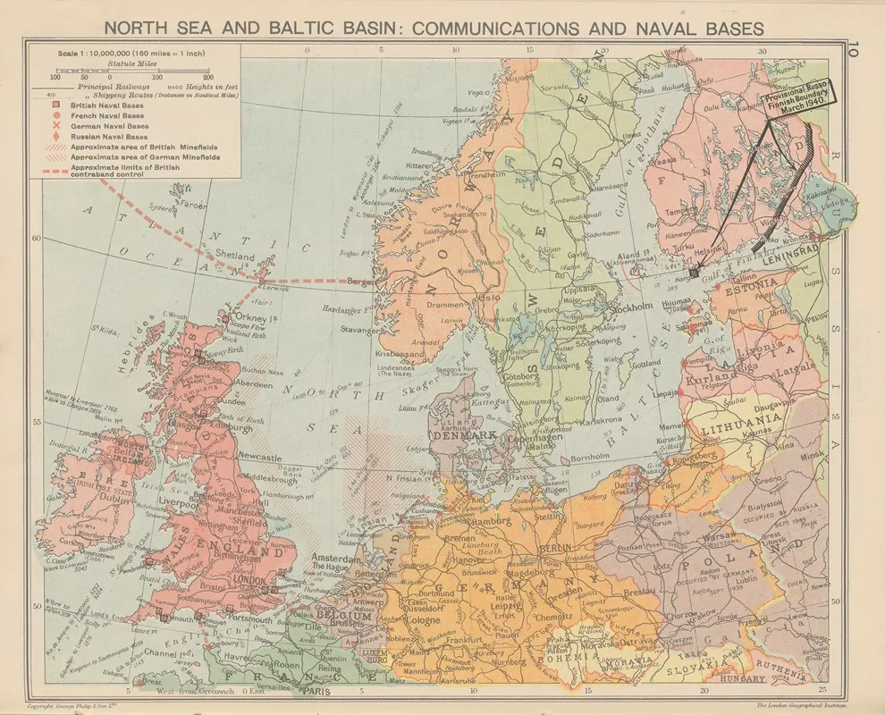 North%e2%80%8e %e2%80%8esea%e2%80%8e %e2%80%8eand%e2%80%8e %e2%80%8ebaltic%e2%80%8e %e2%80%8ebasin %e2%80%8ecommunications%e2%80%8e %e2%80%8eand Naval%e2%80%8e %e2%80%8ebases Wall Art by London Geographical Institute - High-Resolution Digital Print