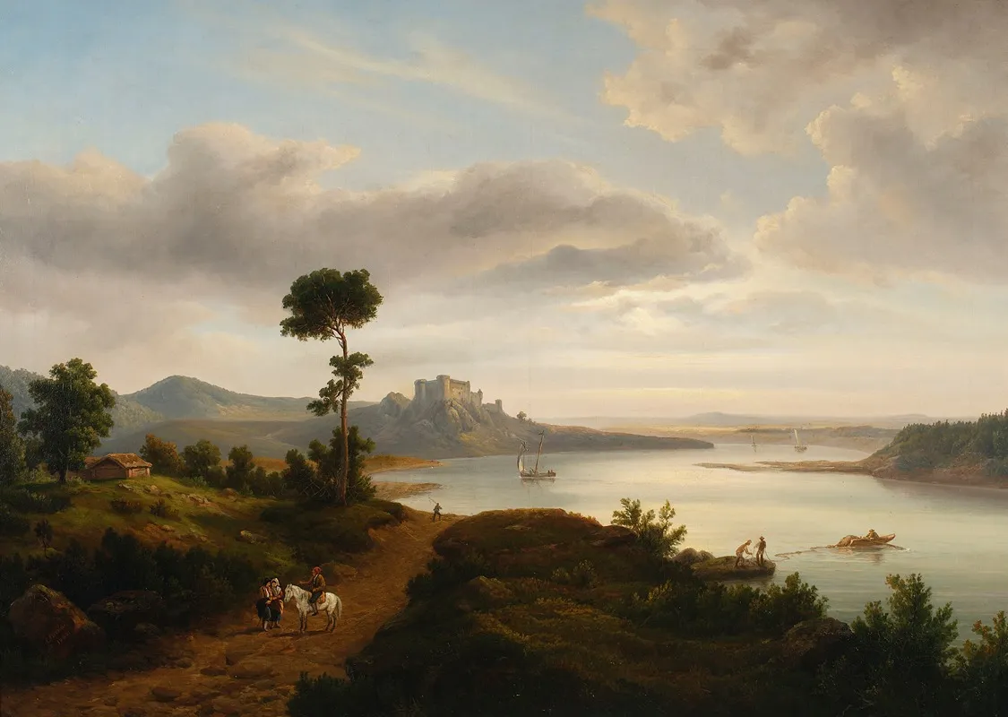 Northern Landscape With A Lake And A Castle