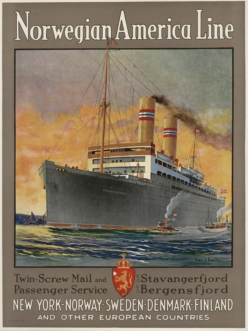 Norwegian America Line Wall Art by Frederick J. Hoertz - High-Resolution Digital Print