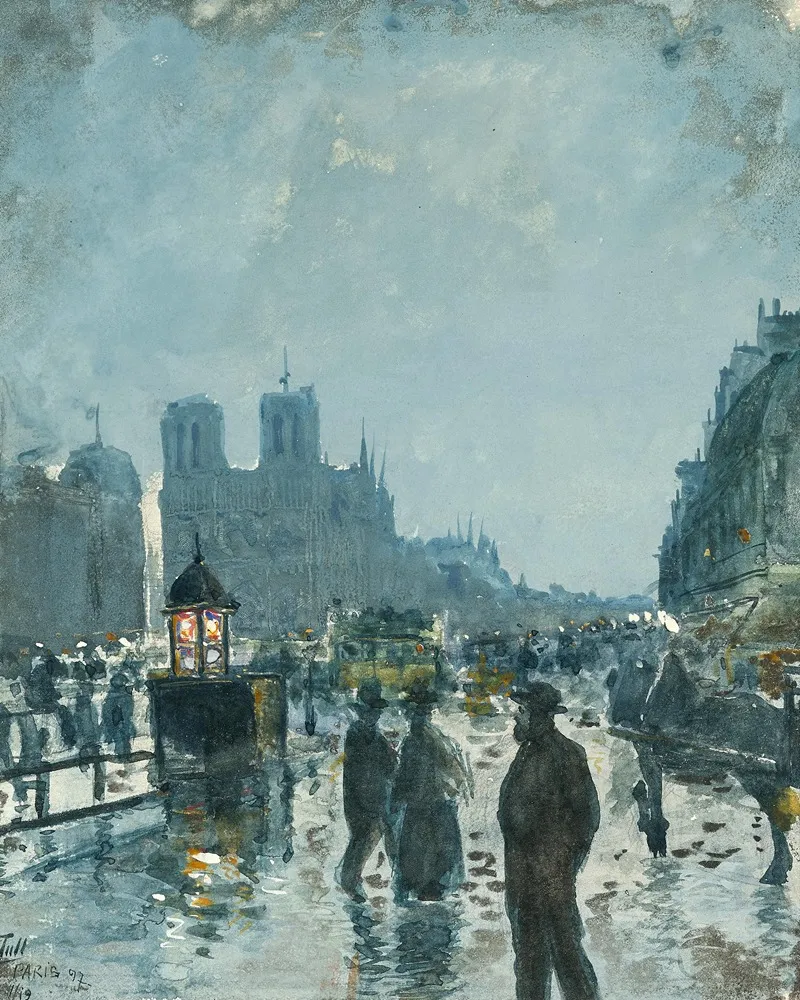 Notre Dame In Paris In The Rain Wall Art by Ödön Tull - High-Resolution Digital Print