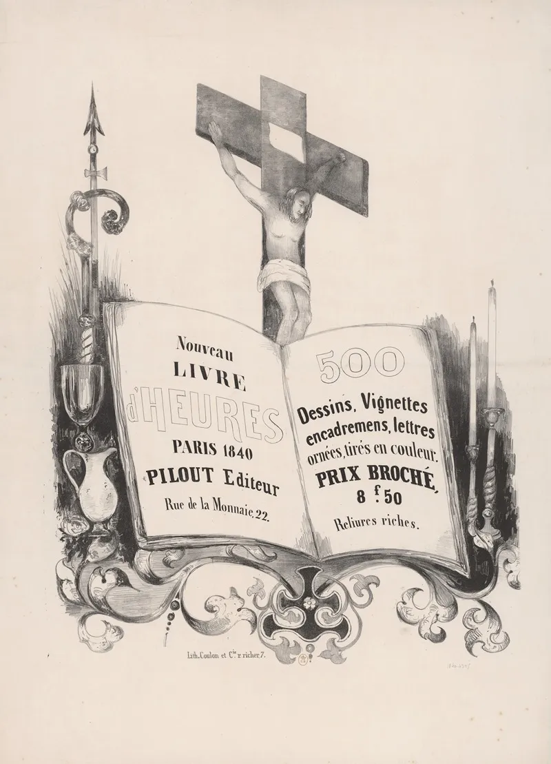 Nouveau Livre Dheures 500 Dessins Vignettes Paris 1840 Wall Art by Lith. Coulon et Cie - High-Resolution Digital Print
