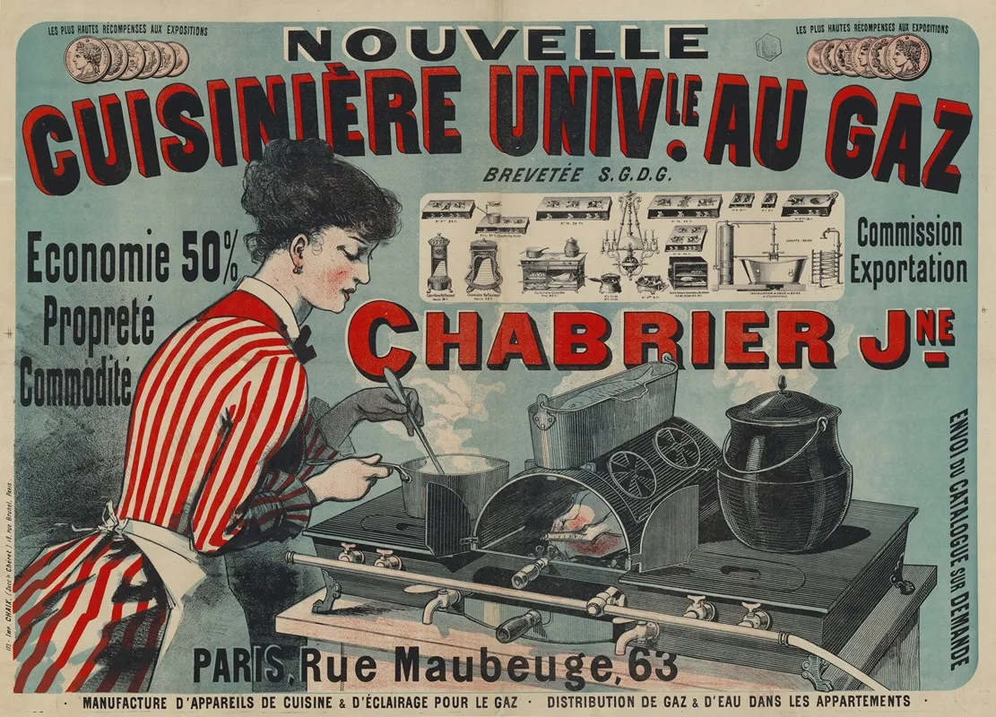 Nouvelle Cuisiniere Universelle Au Gaz Chabrier Jeune Wall Art by Jules Chéret - Canvas Print