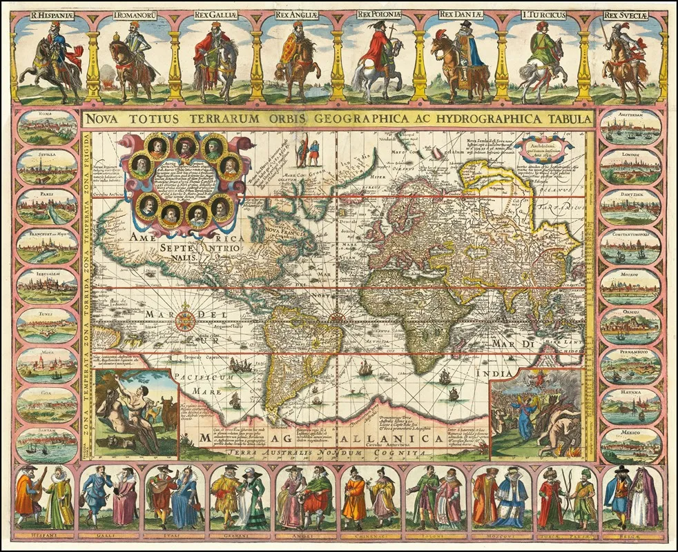 Nova Totius Terrarum Orbis Geographica Ac Hydrographica Tabula Wall Art by Jan Janssonius - High-Resolution Digital Print