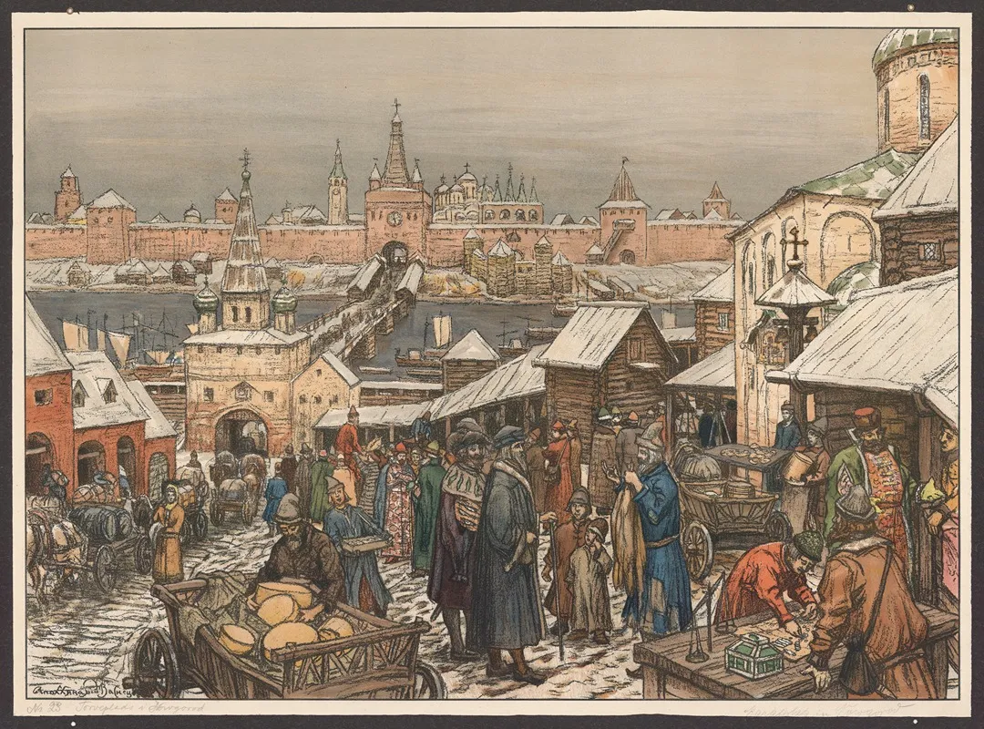 Novgorod Marketplace Wall Art by Apollinary Vasnetsov - High-Resolution Digital Print