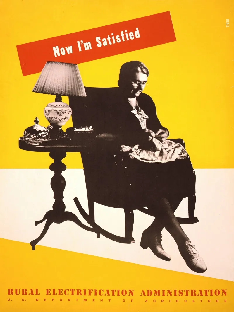 Now Im Satisfied Rural Electrification Administration U S Department Of Agriculture Wall Art by Lester Beall - High-Resolution Digital Print