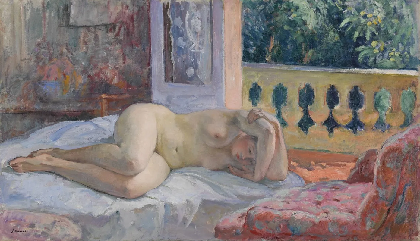 Nu Couche Devant La Fenetre Ouverte Wall Art by Henri Lebasque - High-Resolution Digital Print