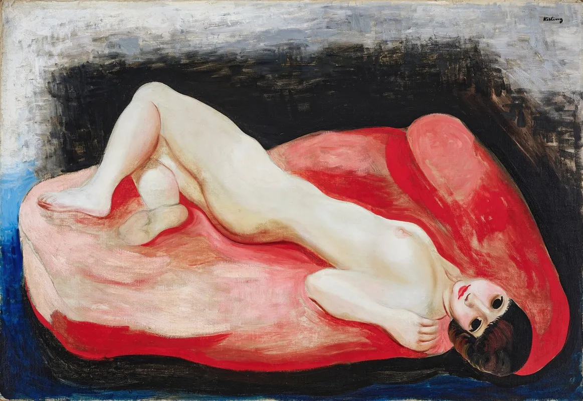 Nu Etendu Sur Un Divan Rouge