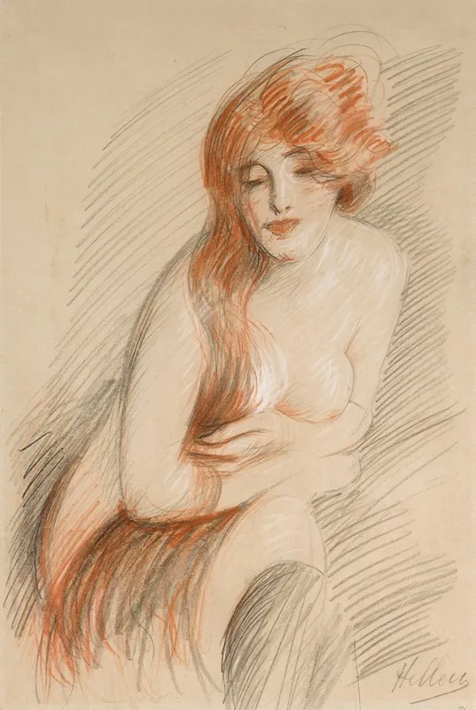 Nu Feminin A La Longue Chevelure Wall Art by Paul César Helleu - Canvas Print