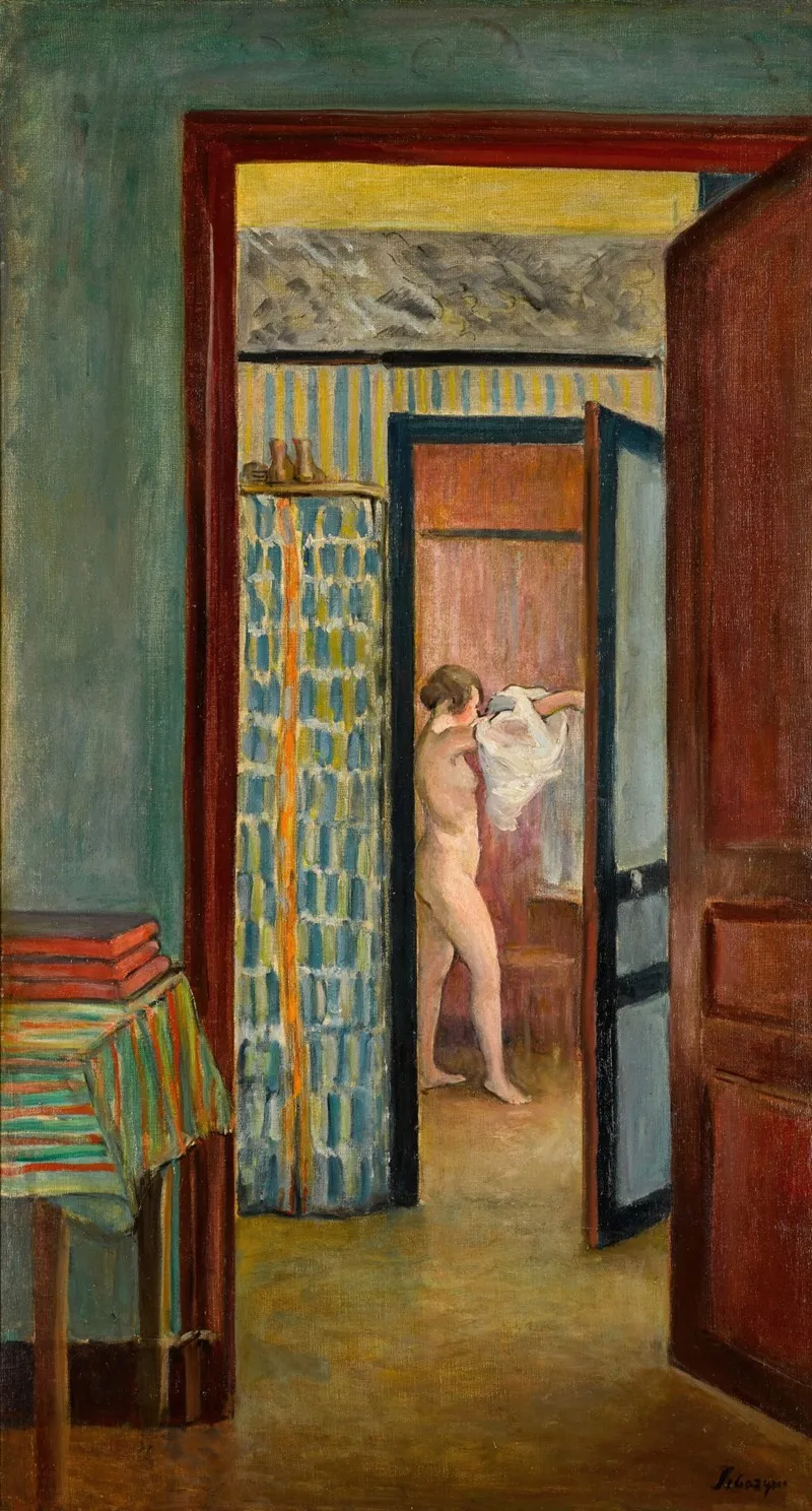 Nu Mettant Sa Chemise Dans Un Interieur Wall Art by Henri Lebasque - High-Resolution Digital Print