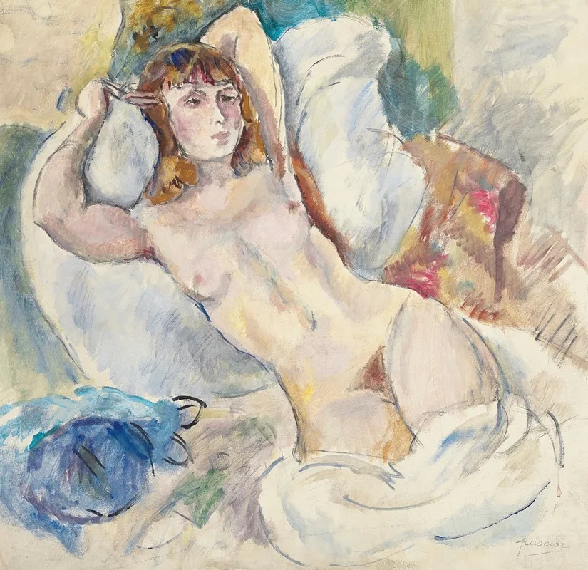 Nu Sur Un Divan Wall Art by Jules Pascin - High-Resolution Digital Print