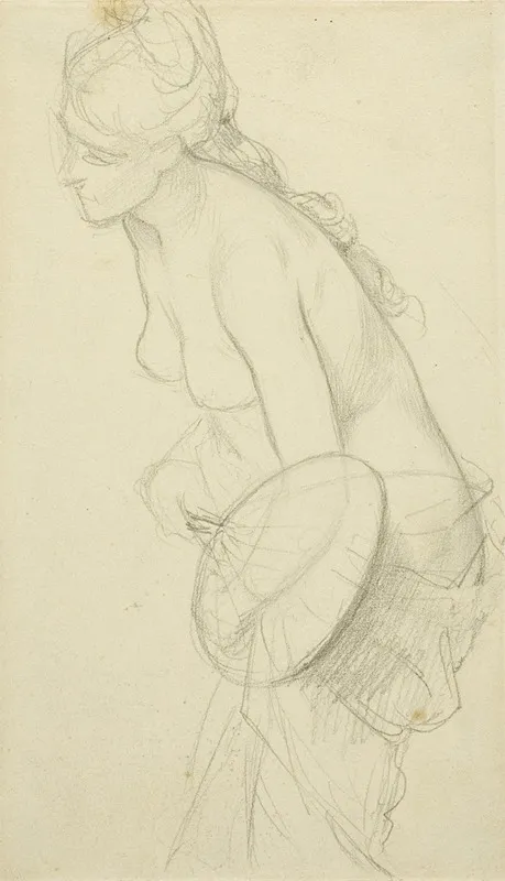Nude Figure Holding A Fan Wall Art by Charles French - High-Resolution Digital Print