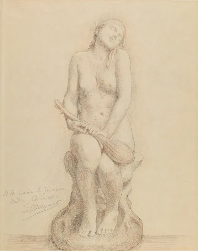 Nude Figure With Mandolin Wall Art by Laurent Honoré Marqueste - High-Resolution Digital Print