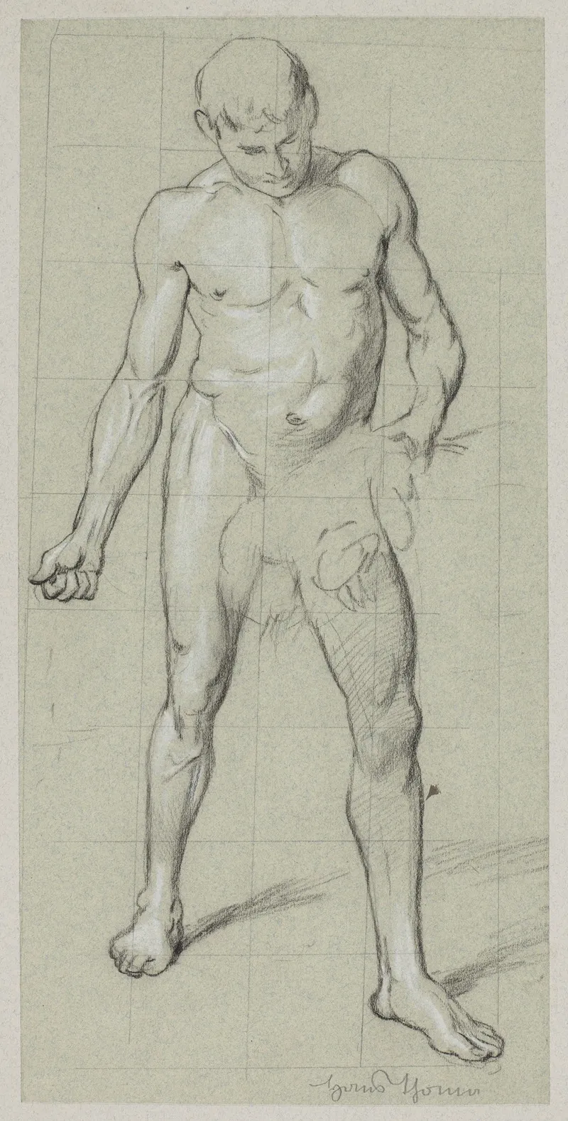 Nude Male With A Bunch Of Plants In His Left Hand 2 Wall Art by Hans Thoma - High-Resolution Digital Print