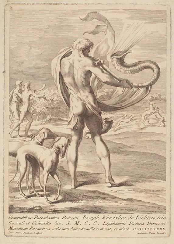 Nude Man Blowing A Conch