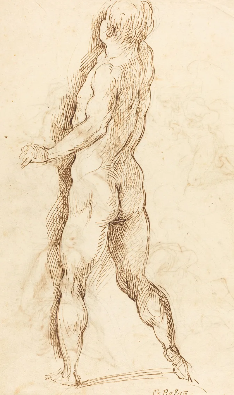 Nude Man Seen From Behind Verso
