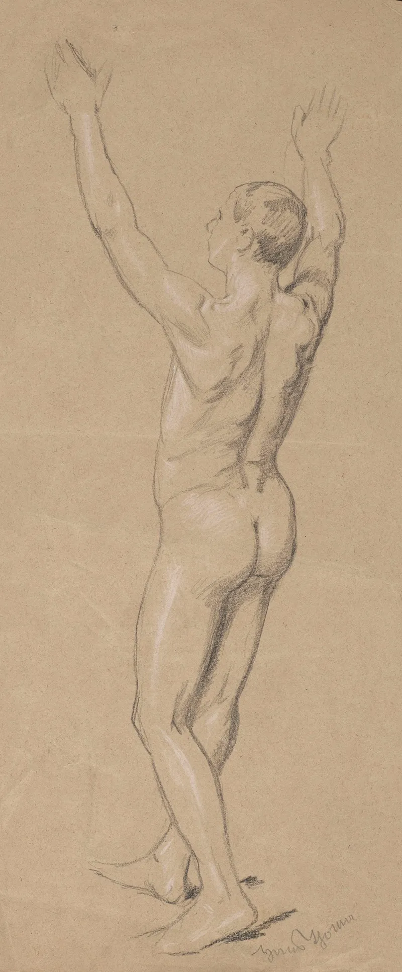 Nude Man With Raised Hands Wall Art by Hans Thoma - High-Resolution Digital Print