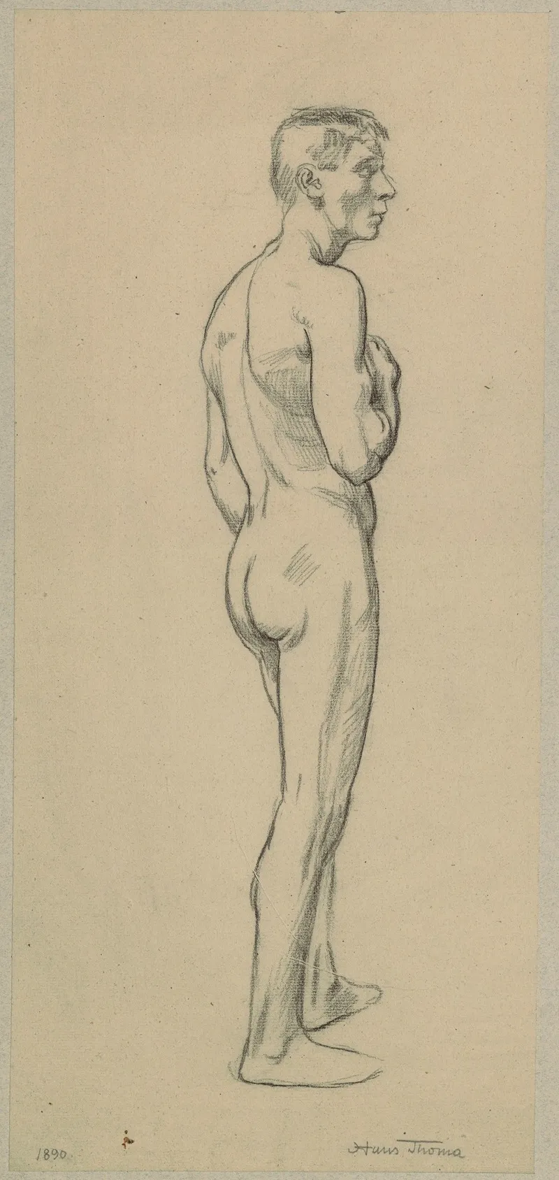 Nude Mane Depicted From The Back Wall Art by Hans Thoma - High-Resolution Digital Print