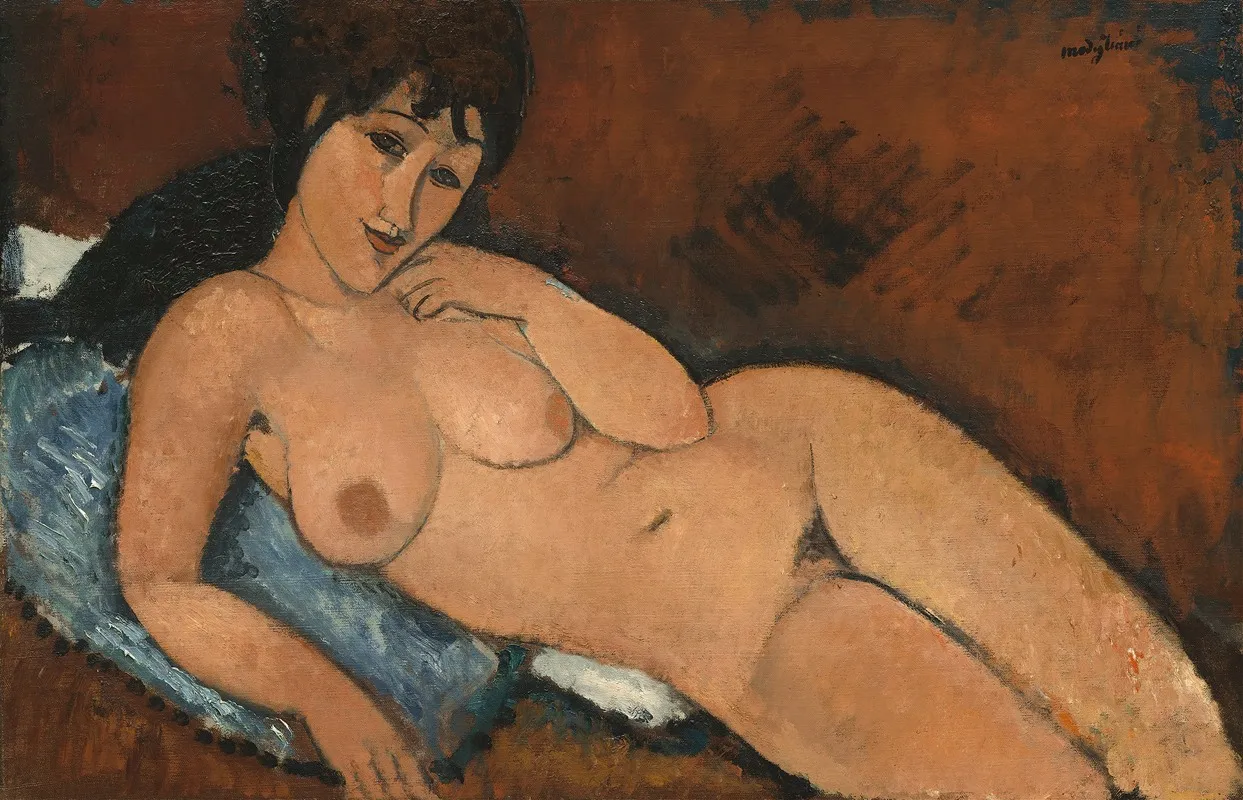 Nude On A Blue Cushion Wall Art by Amedeo Modigliani - High-Resolution Digital Print