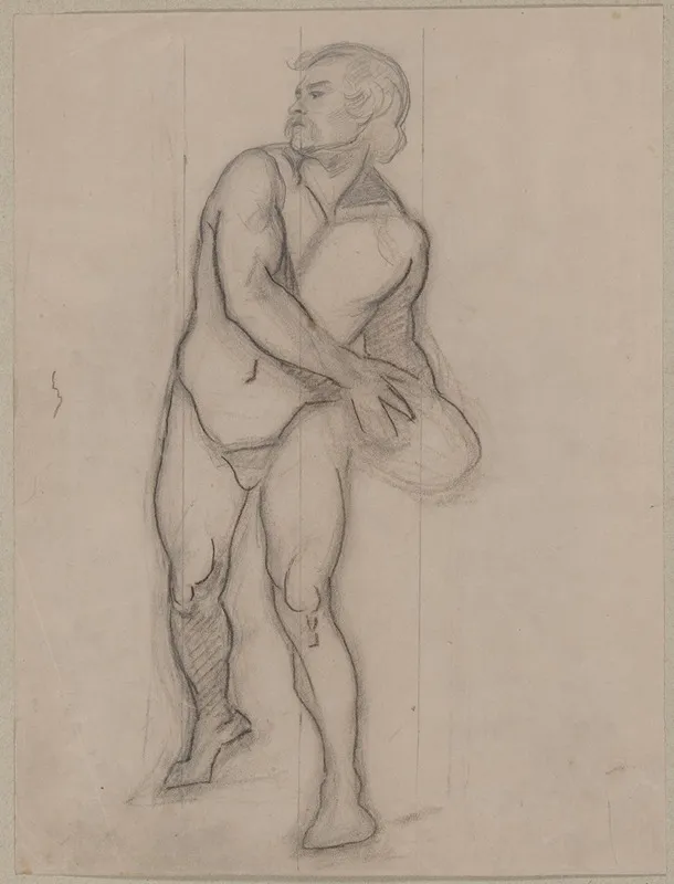 Nude Sketch To The Assailant To The Painting Martyrdom Of St Matthias 2 Wall Art by Józef Simmler - High-Resolution Digital Print