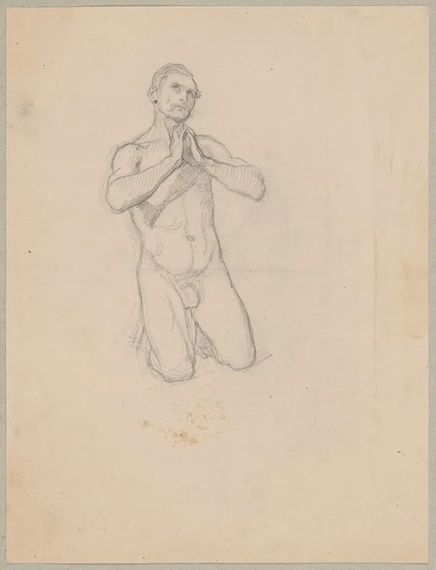 Nude Sketch To The Figure Of St Matthias To The Painting Martyrdom Of St Matthias 2 Wall Art by Józef Simmler - High-Resolution Digital Print