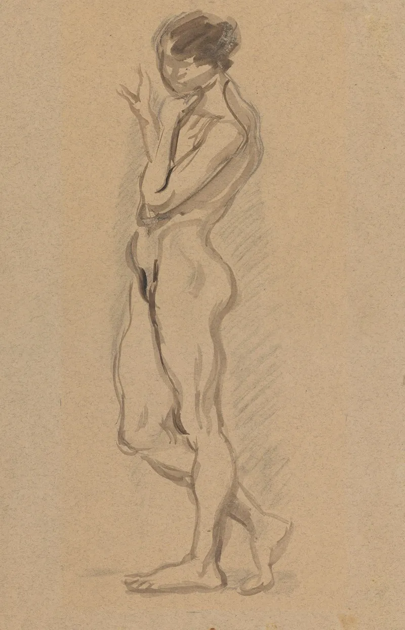 Nude Standing Sideways Wall Art by Zygmunt Waliszewski - High-Resolution Digital Print