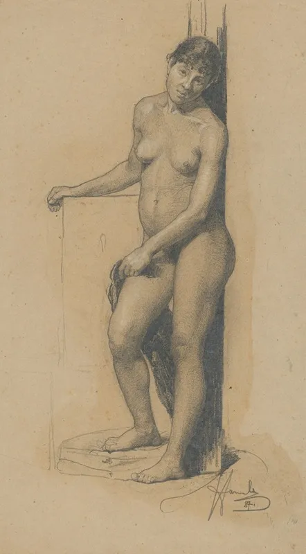 Nude Standing Woman Wall Art by Jozef Hanula - High-Resolution Digital Print