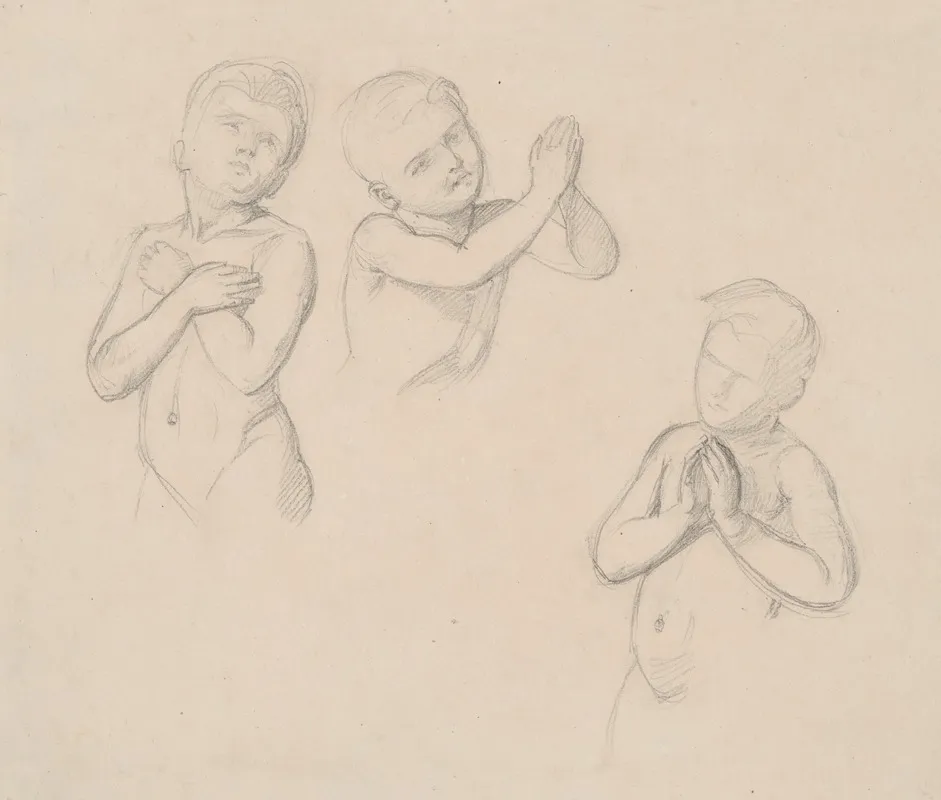 Nude Studies Of Boys For The Figures Of Angels In The Painting The Immaculate Conception Of The Blessed Virgin Mary Wall Art by Józef Simmler - High-Resolution Digital Print