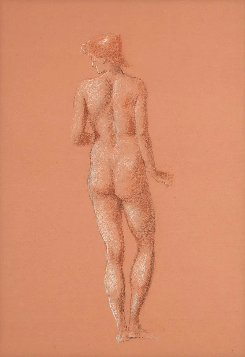Nude Study For Attendant Figure In The Sleep Of Arthur In Avalon Wall Art by Sir Edward Coley Burne-Jones - High-Resolution Digital Print
