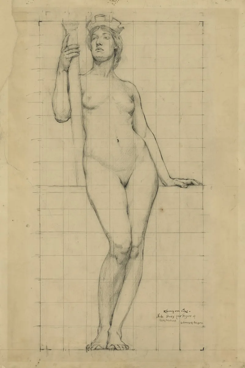 Nude Study For Figure Of Architecture Wall Art by Kenyon Cox - High-Resolution Digital Print