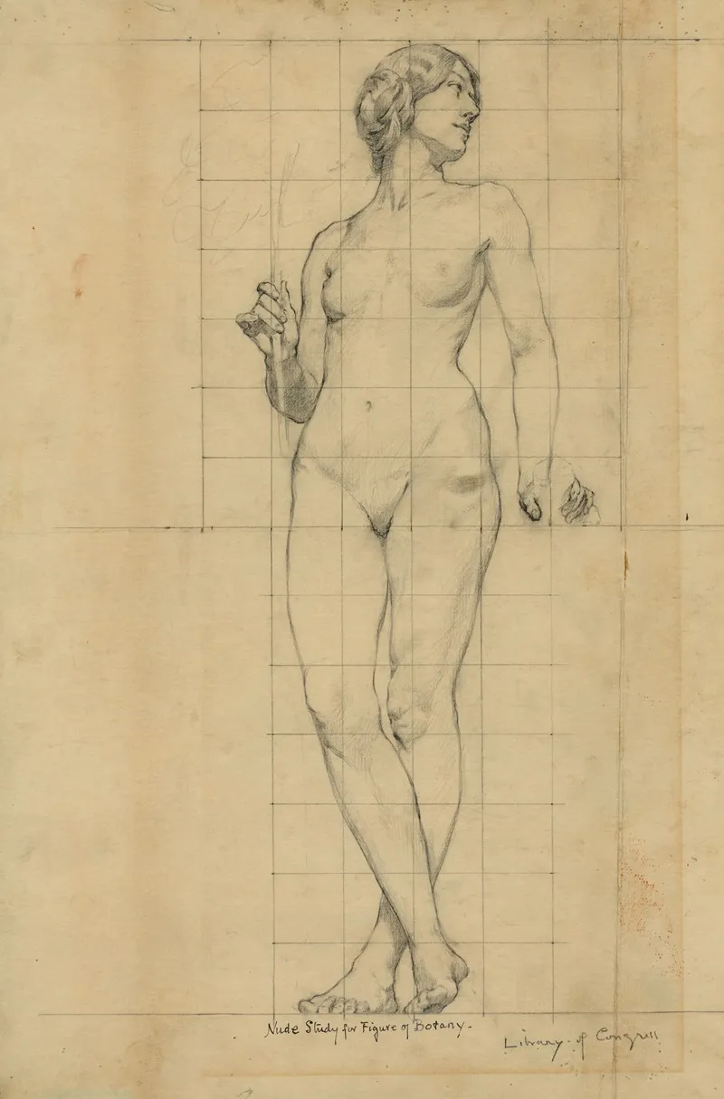 Nude Study For Figure Of Botany Wall Art by Kenyon Cox - High-Resolution Digital Print