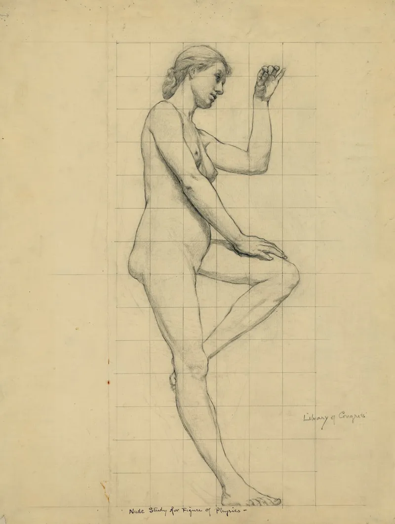 Nude Study For Figure Of Physics Wall Art by Kenyon Cox - High-Resolution Digital Print
