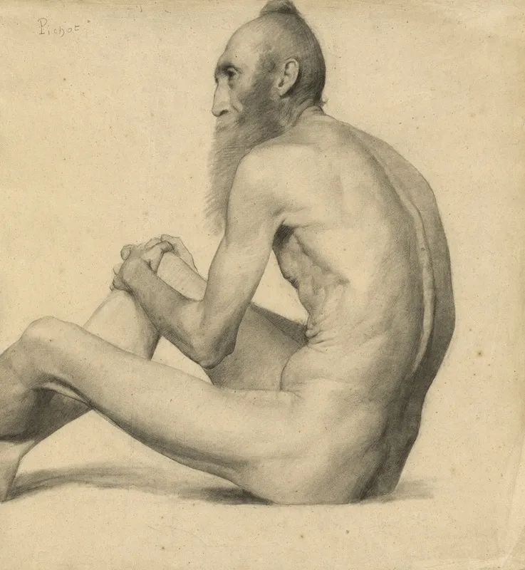 Nude Study Of An Old Man 2 Wall Art by Émile-Jules Pichot - High-Resolution Digital Print
