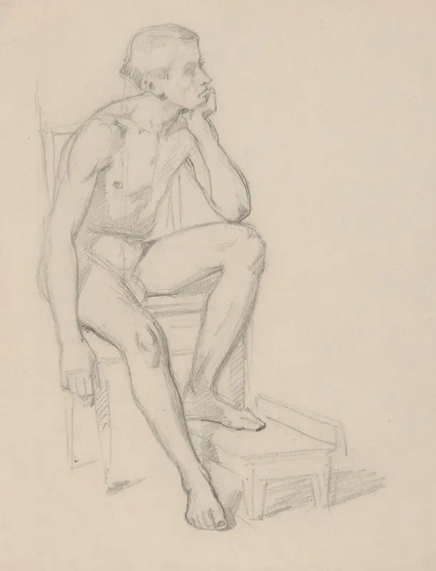 Nude Study Of Prince For The Painting The Upbringing Of Sigismund Augustus 2 Wall Art by Józef Simmler - High-Resolution Digital Print