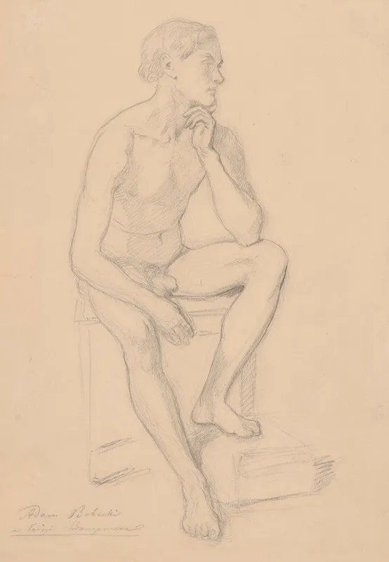 Nude Study Of Prince For The Painting The Upbringing Of Sigismund Augustus Wall Art by Józef Simmler - High-Resolution Digital Print