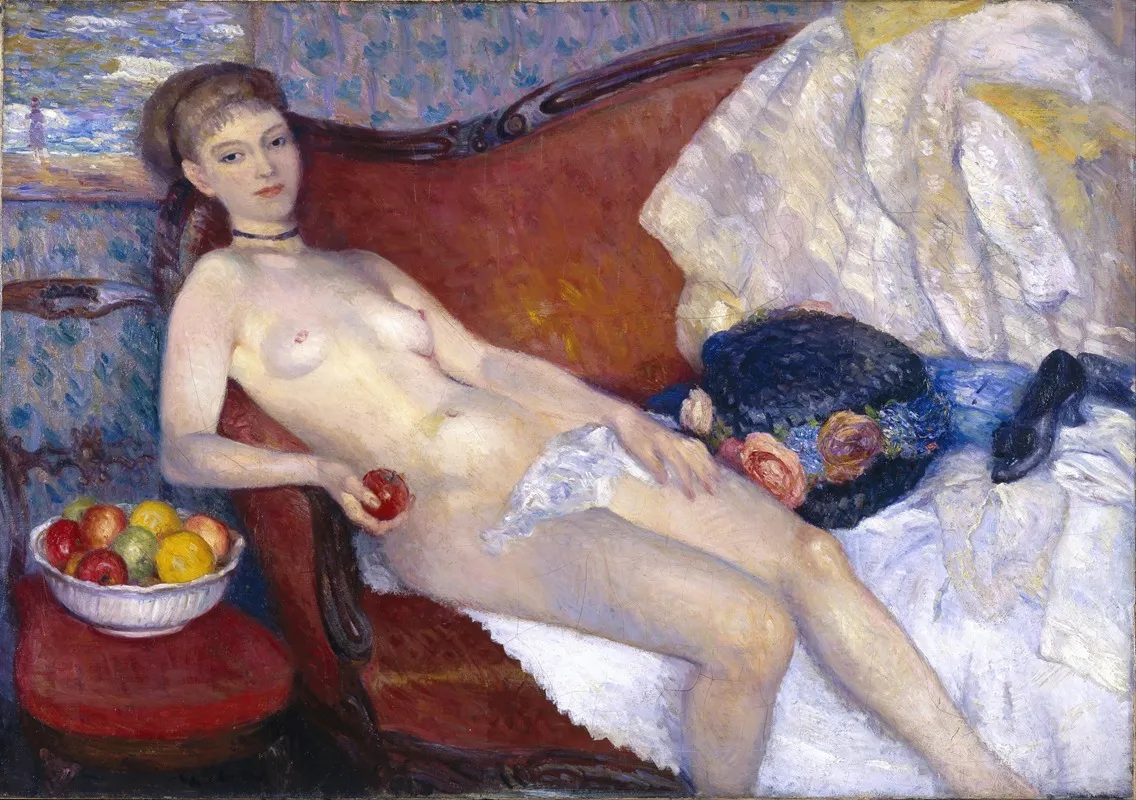 Nude With Apple Wall Art by William James Glackens - High-Resolution Digital Print