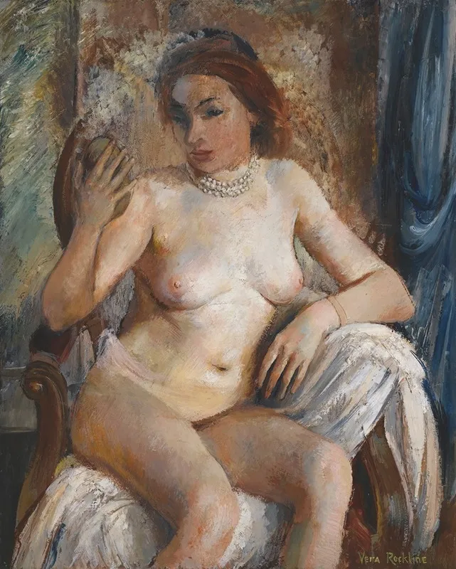 Nude With Mirror Wall Art by Vera Rockline - High-Resolution Digital Print