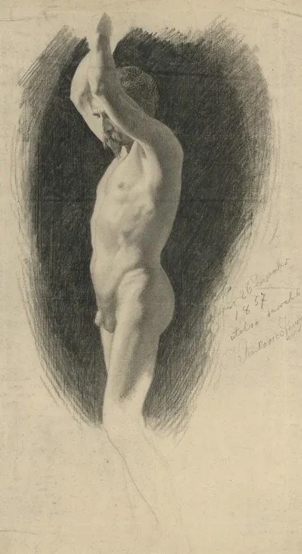 Nude With Raised Hands Wall Art by Vojtech Klimkovič - High-Resolution Digital Print