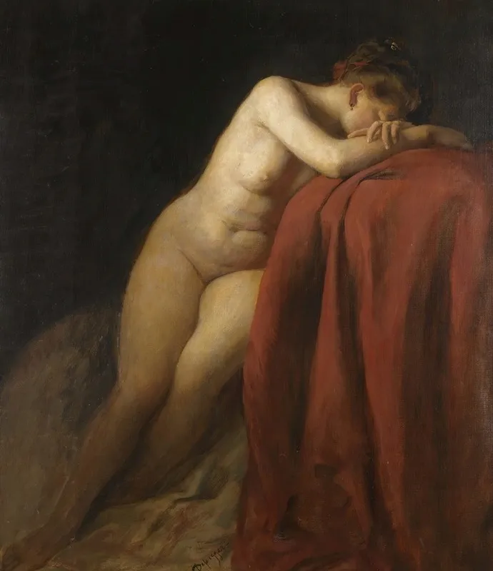 Nude With Red Drape