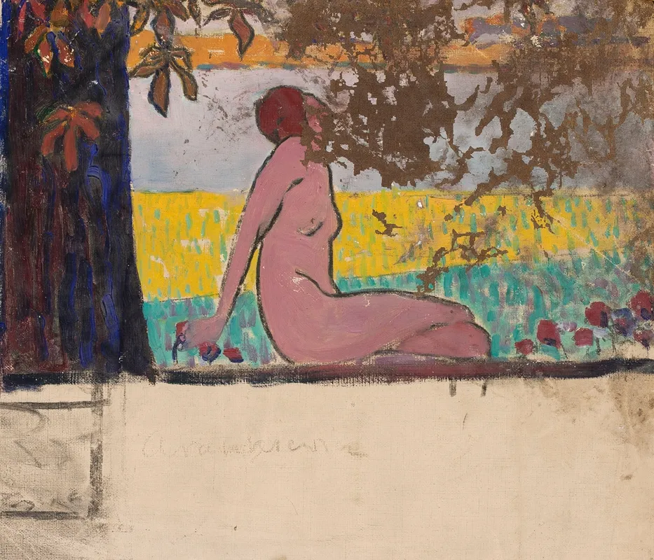 Nude Woman Against The Background Of A Landscape Wall Art by Władysław Araszkiewicz - High-Resolution Digital Print