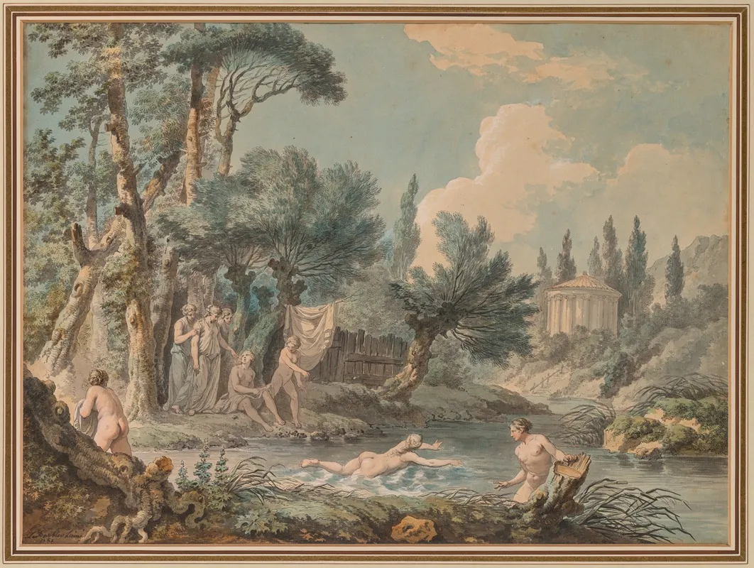 Nudes In A Landscape Wall Art by Jean-Jacques-François Lebarbier - High-Resolution Digital Print