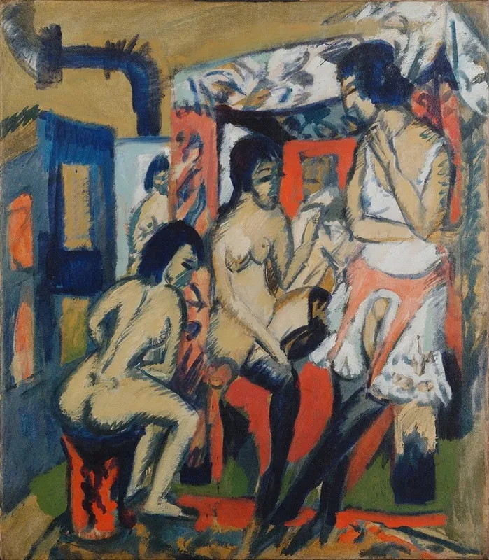 Nudes In Studio Wall Art by Ernst Ludwig Kirchner - High-Resolution Digital Print